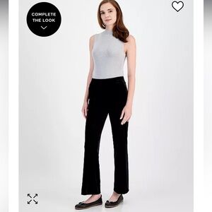 Anne Klein Women's High-Rise Wide-Leg Velvet Trousers in black size XL